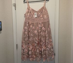 Torrid Pink and Cream Floral Midi Dress